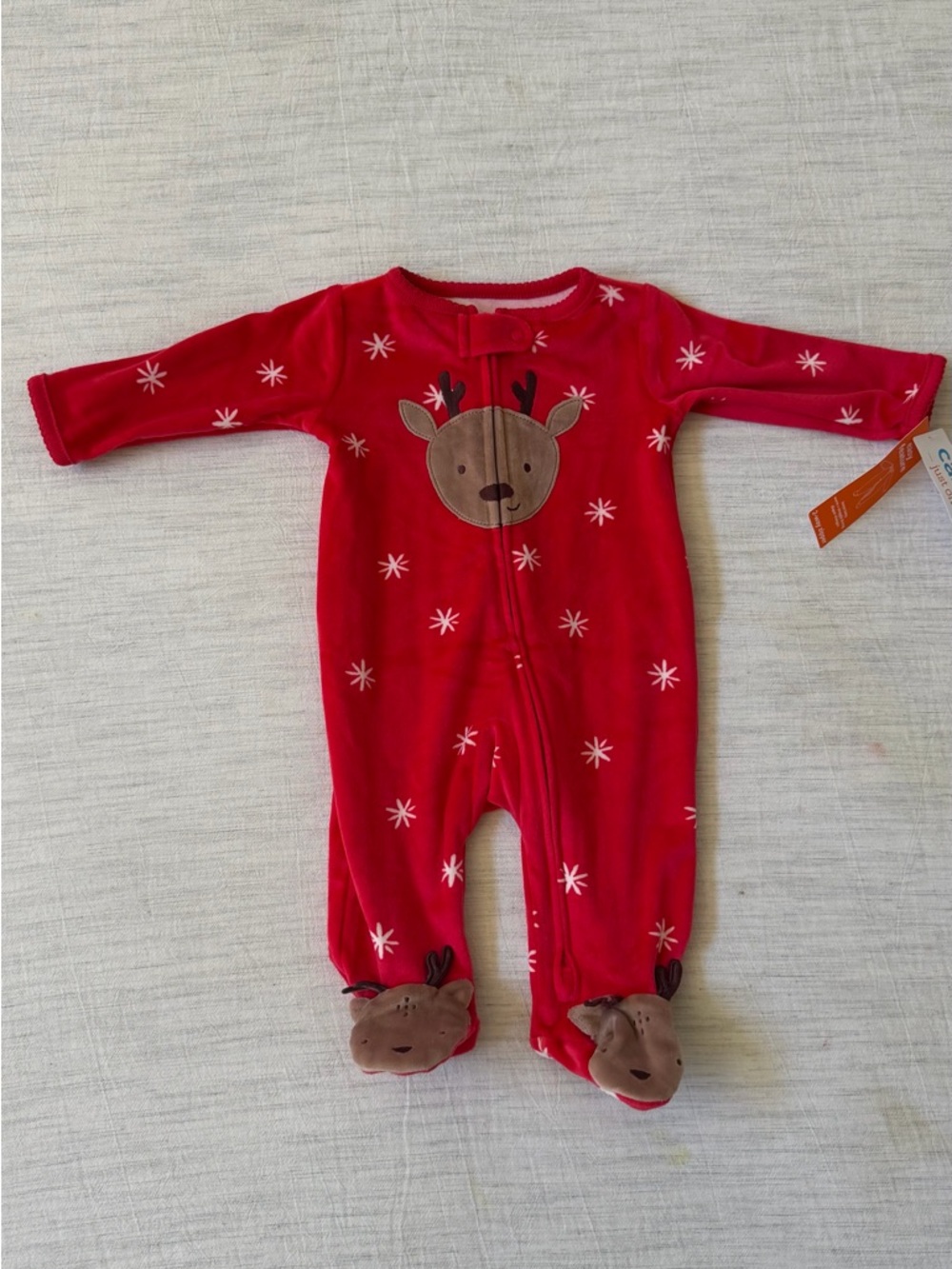 Carter's Christmas Reindeer Footed One-Piece Pajamas NWT